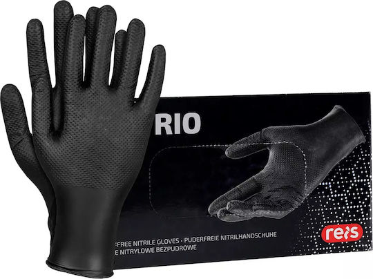 Reis Mănuși de Lucru de unica folosinta Negre Nitril, Piele/Latex 50buc