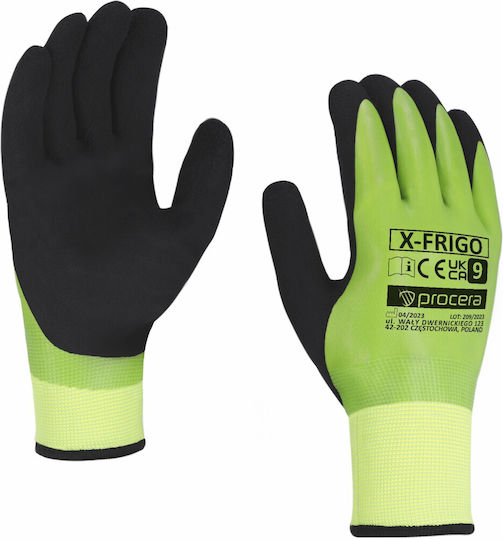 Procera Waterproof Gloves for Work Green Polyester/Latex 1pcs
