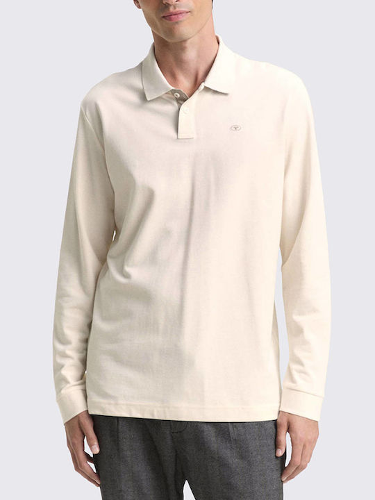 Tom Tailor Basic Polo Langarmbluse Ecru