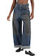 Women's Jean Trousers in Loose Fit Dark Aged Denim