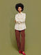Women's High-waisted Fabric Trousers Brown