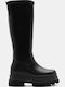 Wildleder Damenstiefel mit hohem Absatz Schwarz