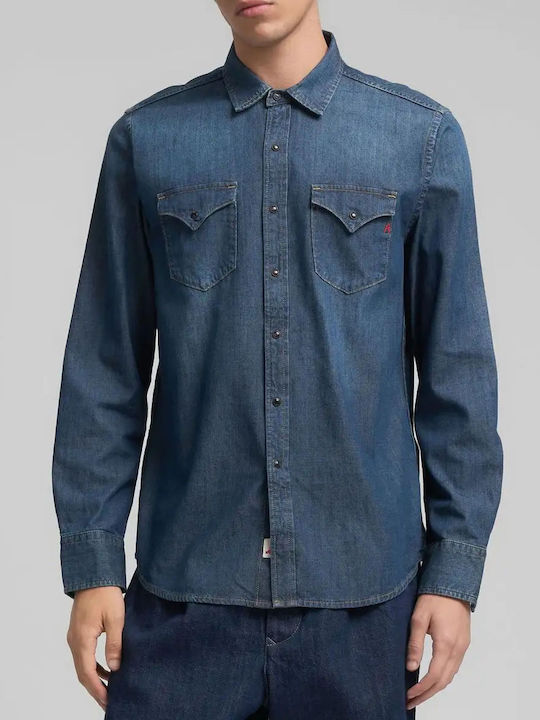 Long-sleeved Denim Shirt Dark Blue Denim
