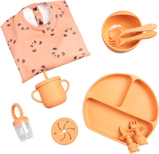 Lupin Feeding Set made of Silicone Orange 10pcs