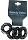Beauty Salon Spiral Hair Elastics Black-Transparent Small Set 4 Pieces