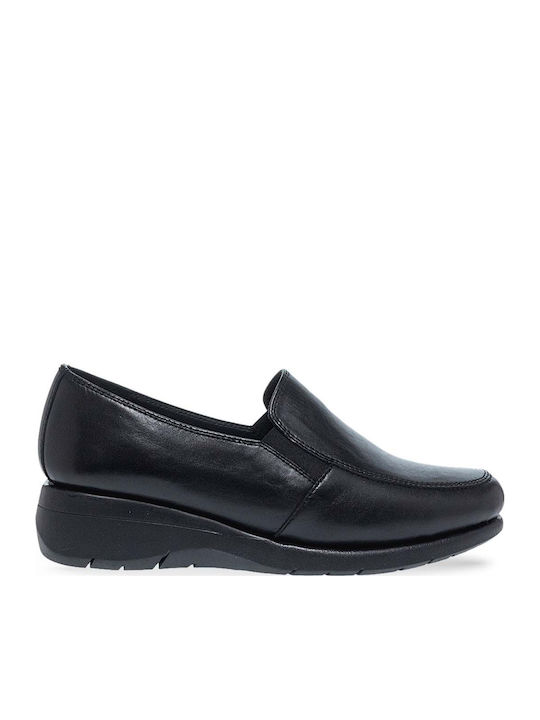 Leather Women's Loafers in Black Color