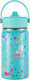 Queen Mother Kids Water Bottle Thermos Stainless Steel with Straw Turquoise 350ml