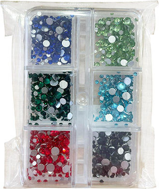 Beauty Salon Nail Strass Various Colors 6 Positions Case