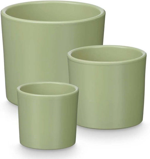 Ibergarden Set of 3 Ceramic Flower Pots Mint 14x14x23cm
