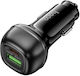 Hoco Z58a Auto-Ladegerät 18W Schnellladung mit Anschlüssen: 1xUSB 1xType-C Schwarz Farbe