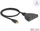 Delock Comutator HDMI 3 Porturi 8K60Hz/4K144Hz + Cablu Integrat 60cm Delock 18649