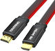 Oniverse Cabluri HDMI 2.1 Ultra High Speed 48Gbps 4K 120Hz HDR VRR Flat Cablu HDMI de Sex Masculin - HDMI de Sex Masculin 2m Roșu