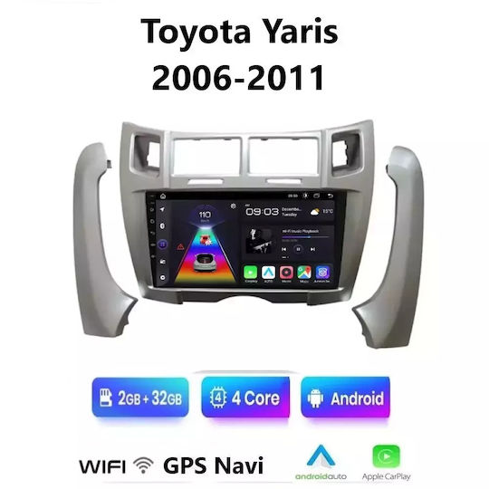 Car Audio System for Toyota Yaris 2006-2011 (Bluetooth/USB/WiFi/GPS/Apple-Carplay/Android-Auto) with Touch Screen 9"
