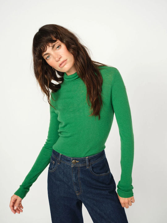 Mos Mosh Bluze Damă cu Guler Înalt Verde
