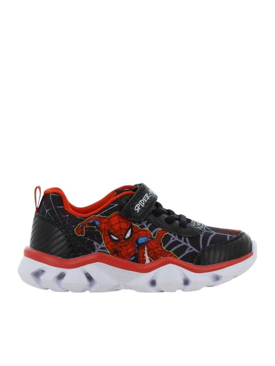 Παιδικά Sneakers Ανατομικά με Σκρατς & Φωτάκια Μαύρα