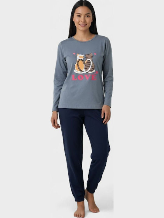 Cherry Winter Damen Pyjama-Set Grey - Raf