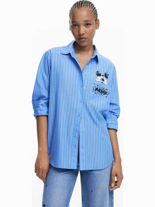 Women's Long Sleeve Shirt Blue Azure