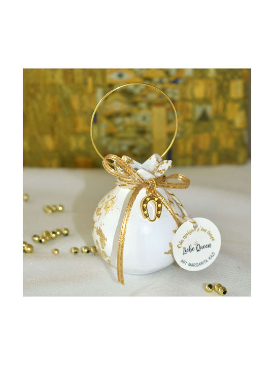 LiebeQueen Handmade Tabletop Lucky Charm Pomegranate White Ceramic 5.5x7cm 1pcs