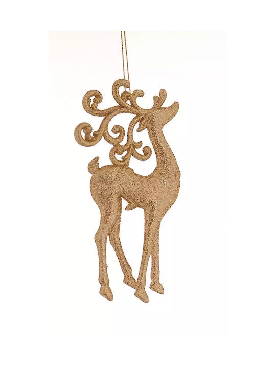 Hanging Christmas Tree Ornament Fawn Plastic Gold with Glitter