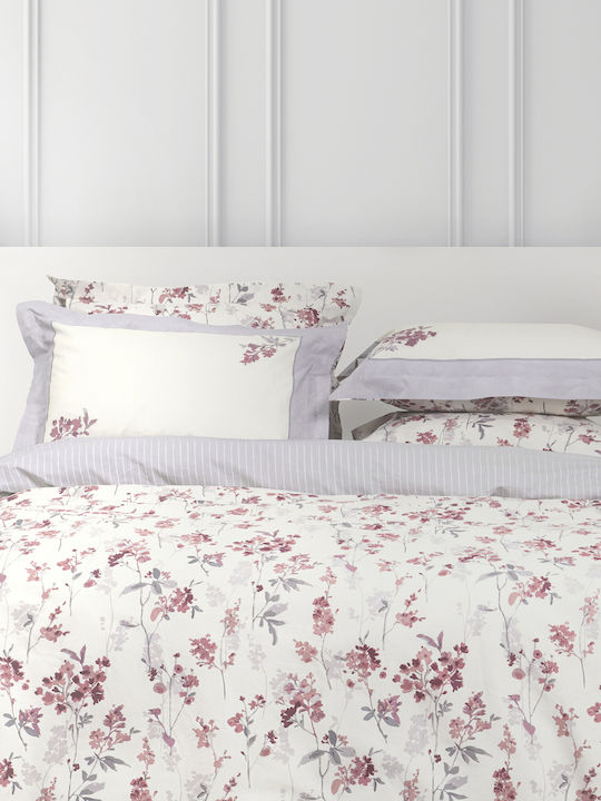 Nima Duvet Cover Set Cotton Single with Pillowcase 160x240 Tessa Pink, Beige