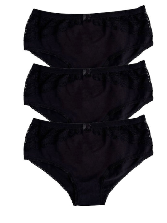 Cotton Women's Briefs 3Pack With Black Lace