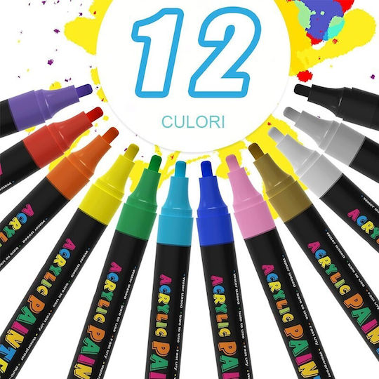 Acrylic Markers Multicolour 12pcs