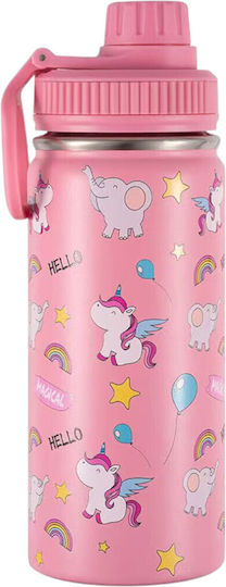 Queen Mother Kids Water Bottle Thermos Stainless Steel Pink 500ml