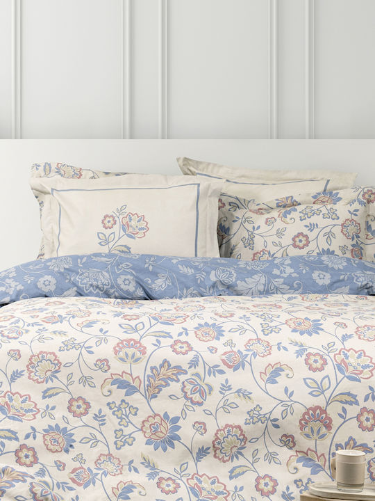 Nima Nivia Pillowcase Set Oxford Beige, Blue 52x72cm.
