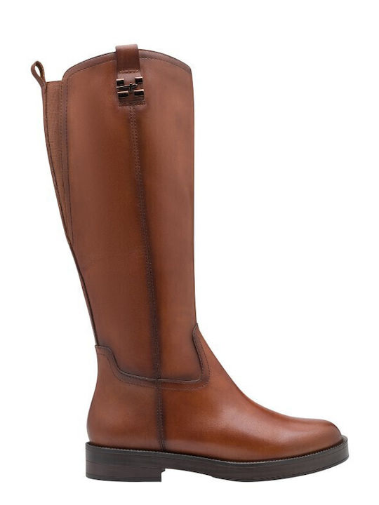 Damenstiefel aus Leder in Tabakbraun