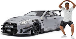 1/18 Liberty Walk Nissan GT-R R35 W Body Kit Liberty Walk Type 2.0 2024 Fighter Jet Gray With Wataru Kato Figure