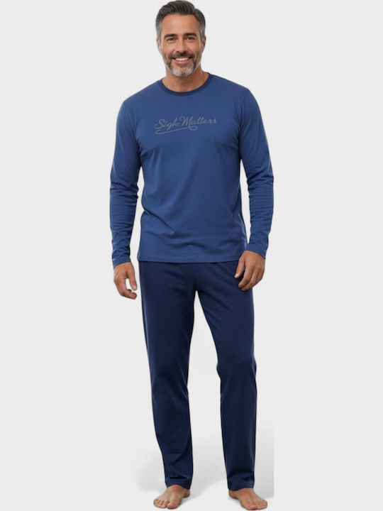 Ανδρική Βαμβακερή Πιτζάμα Interlock Collection Style Matters Royal Blue Cl2671-2-ραφ Ανδρική Βαμβακερή Πιτζάμα Interlock Collection Style Matters Royal Blue Cl2671-2-ραφ