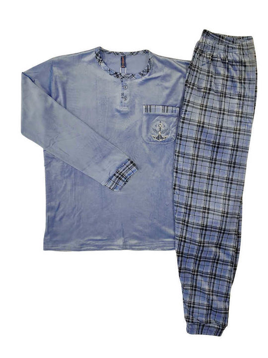 Lovelx Homewear Χειμερινή Ανδρική Πιτζάμα Γκρι