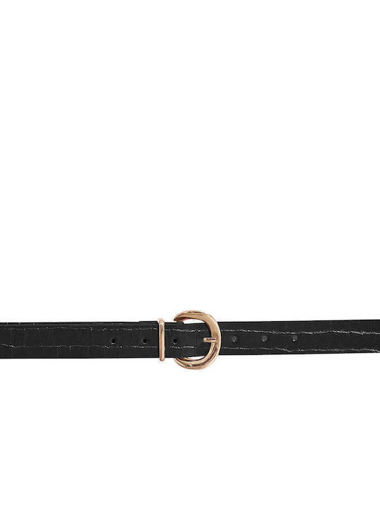 Celestino Women's Faux Leather Croc Belt Black