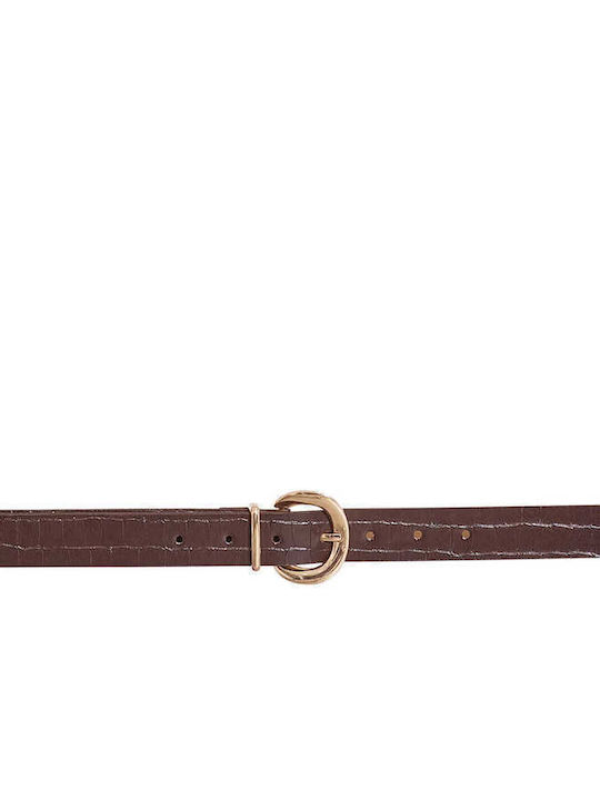 Celestino Women's Faux Leather Belt Croc Dark Brown