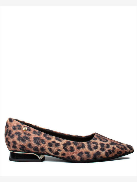 Damen Ballerinas Tierdruck Braun