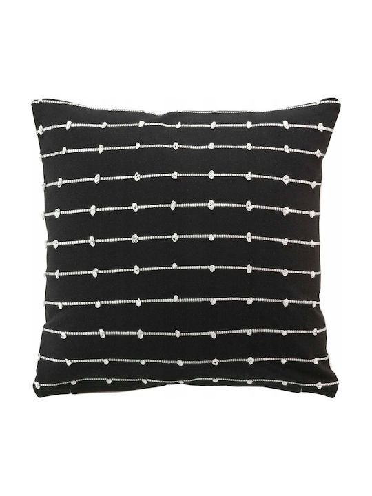 Douceur d'Intérieur Διακοσμητική Μαξιλαροθήκη Linechic από 100% Βαμβάκι Μαύρη 45x45εκ.