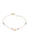Kids Bracelet from Gold 14K with Baby Girl, Σταυρό, Crown & Stones