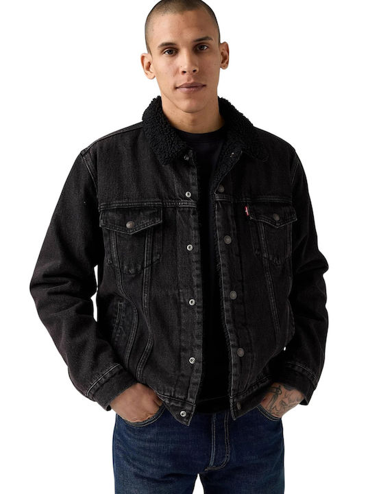 Levi's Type 3 Sherpa Trucker Geacă Denim Neagră