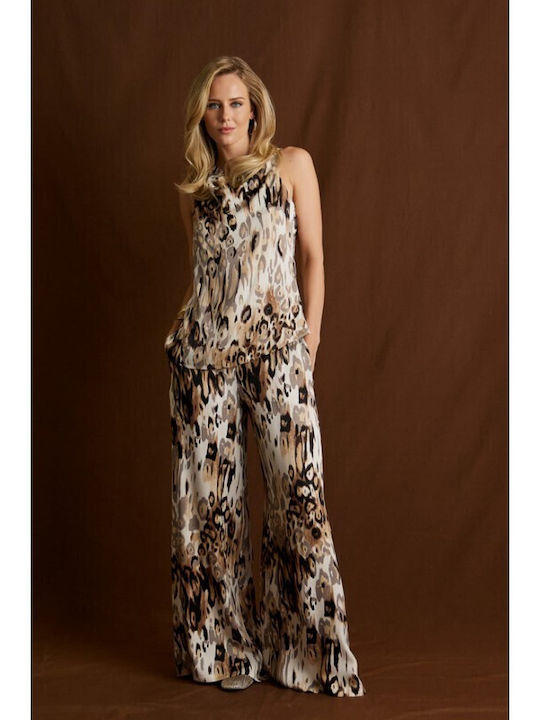Femei Animal Print Set cu Pantaloni Leopard