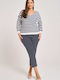 Women's Fabric Trousers with Elastic Slim Fit Blue