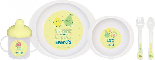 Saro Set de hrănire din Plastic Galben 4buc