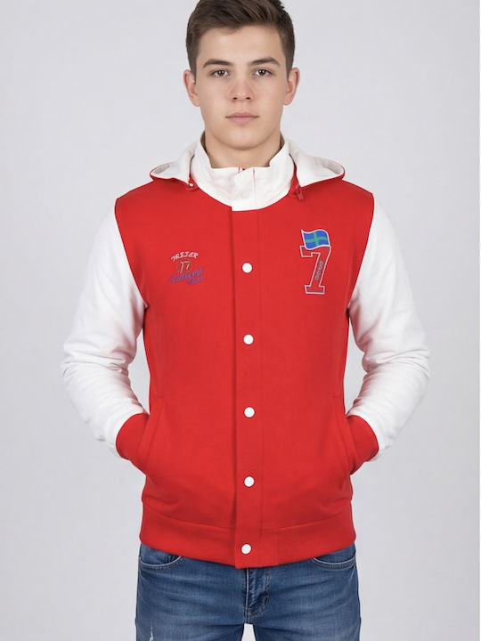 Men's Cardigan Hooded Red