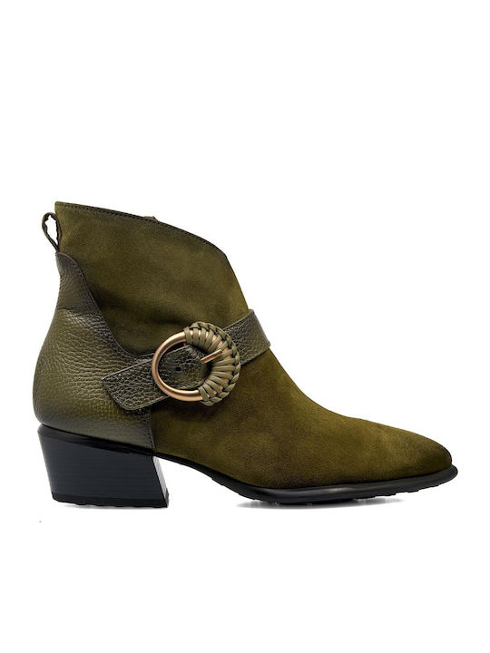 Hispanitas Leder Stiefeletten Damen Khaki