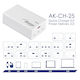 Akyga Suport de Încărcare GaN cu Port USB-A și 3 Porturi USB-C 140W Livrarea energiei în culoarea Alb (AK-CH-25)