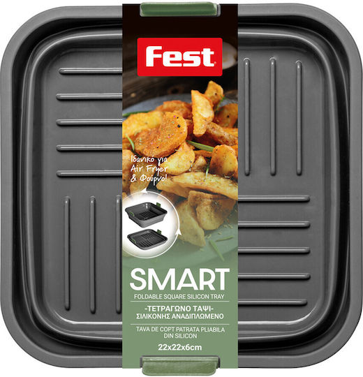 Silicone Baking Tray Air Fryer Square Collapsible 22x22x6 Fest 4943041