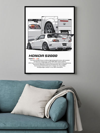 Poster Honda S2000 Cr035 40cm X 50cm Black Wooden Frame