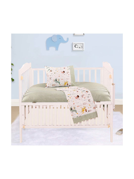 Beauty Home Baby Sheets Set Crib Cotton Satin Fitted Green 120x160cm