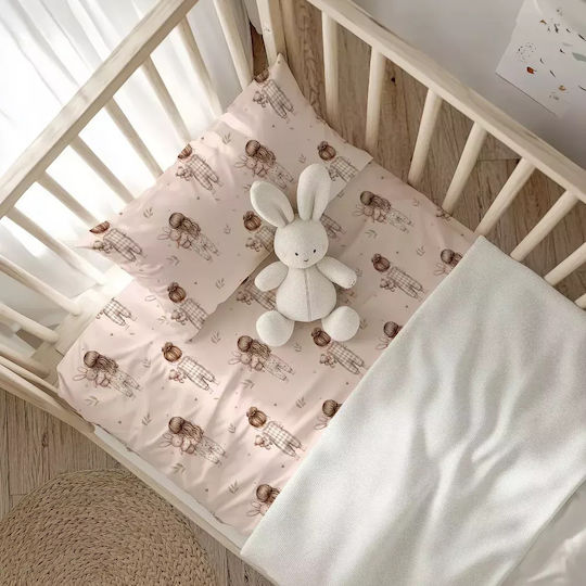 Borea Baby Sheets Set Crib Cotton Pink 120x160cm 3pcs