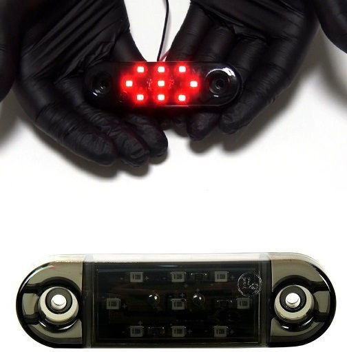 Led Volume Smoked 9 Led 12v 24v Ip68 Red 90mm 20mm X 10mm Mark