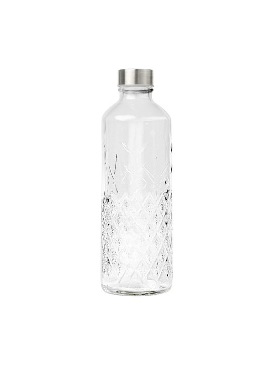Uniglass Liberty Water Bottle Glass with Screw Lid Silver 1000ml